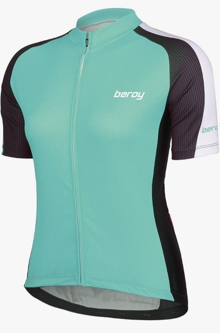 Beroy Women's Cycling Jersey XL Aqua Bike Shirt Full Zip 3 Pocket NWT